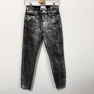 FRAME Le High Skinny Crop Pants‎ 24 Chrome Noir Skinny Party Lyocell Club FLAW?